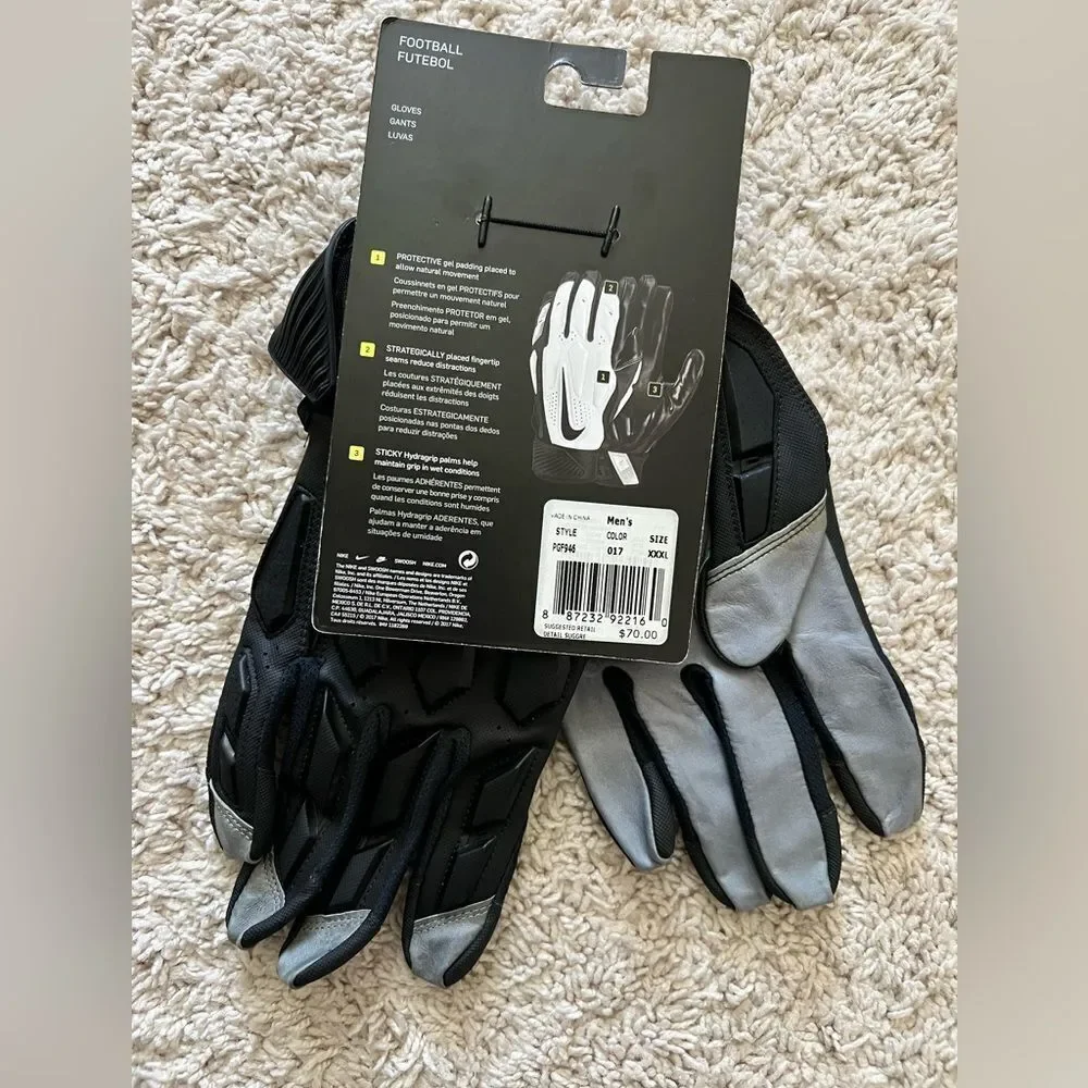 Nike D-Tackle 6.0 NFL Lineman Football Gloves Black